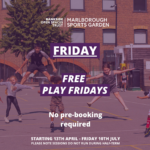 Afterschool sports image of children playing. Text reads Friday, Free Play Fridays, no pre booking required
