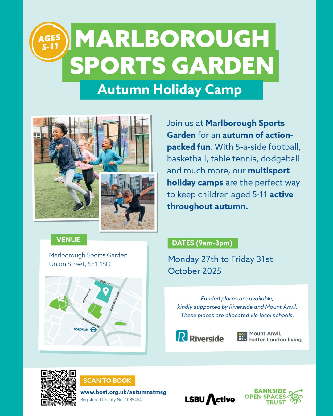 Holiday camps at Marlborough Sports Garden. Monday 27 to Friday 31 October. 9am - 3pm