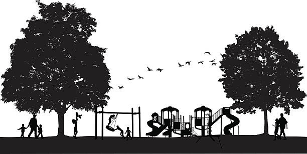 silhouette of park and playground